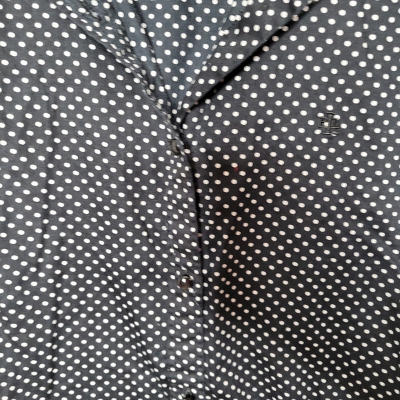 LAUREN RALPH LAUREN Polka Dot Button Down Medium - Picture 4 of 6